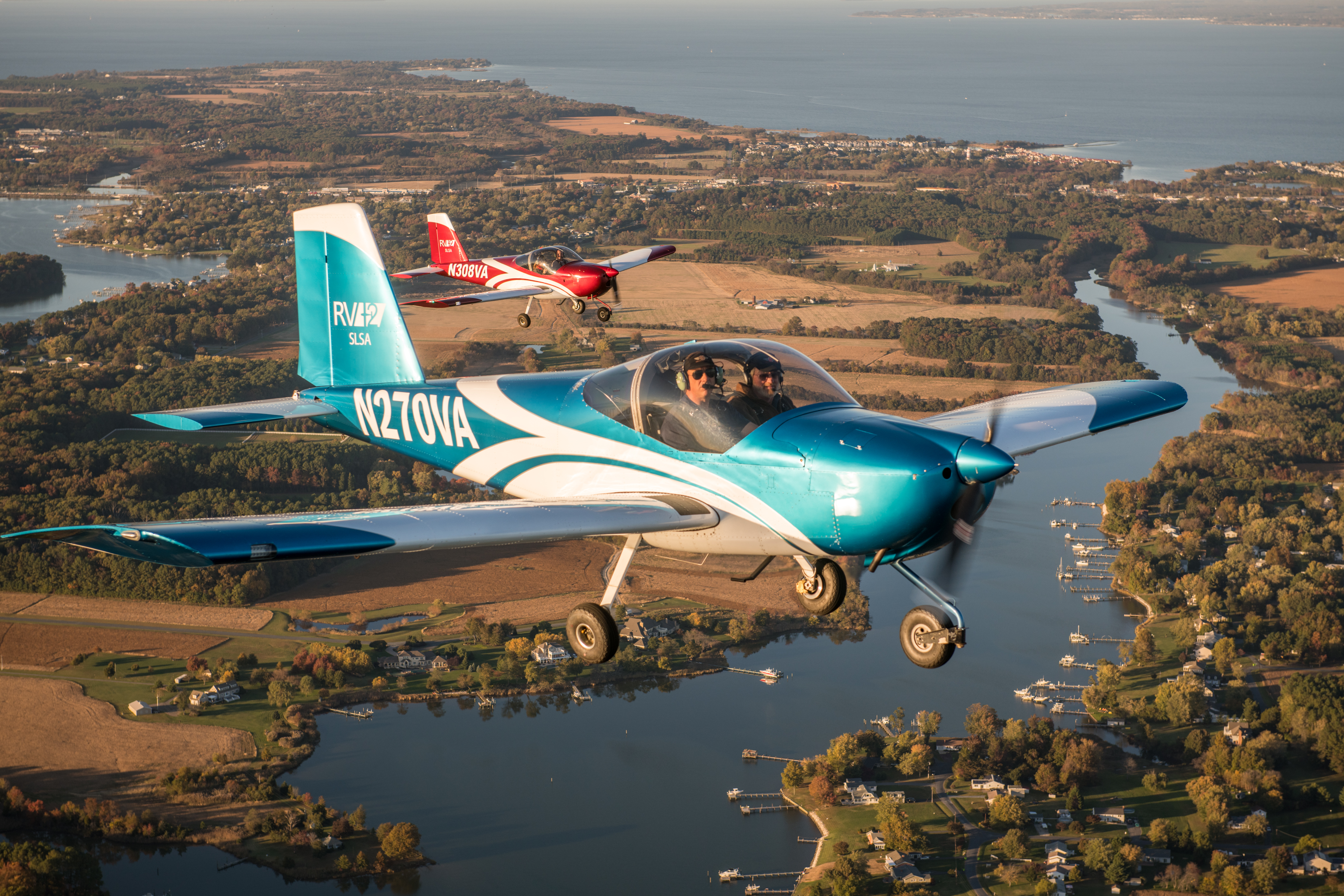 Sport Pilot aircraft flying over the Chesapeake Bay